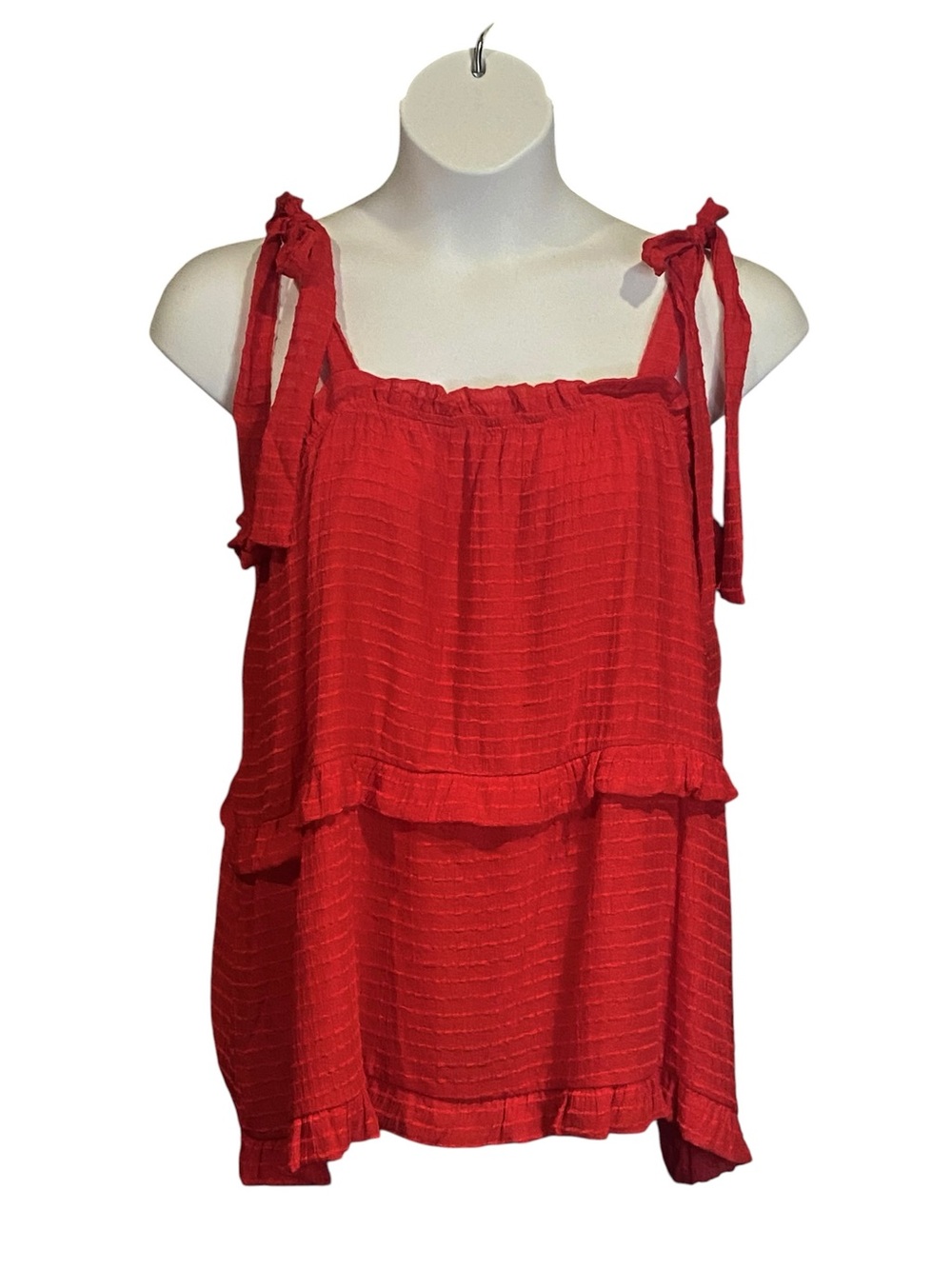 Gilli NWT Red Sleeveless Tie Shoulder Tank Top Blouse Womens Plus Size 2X Tiered